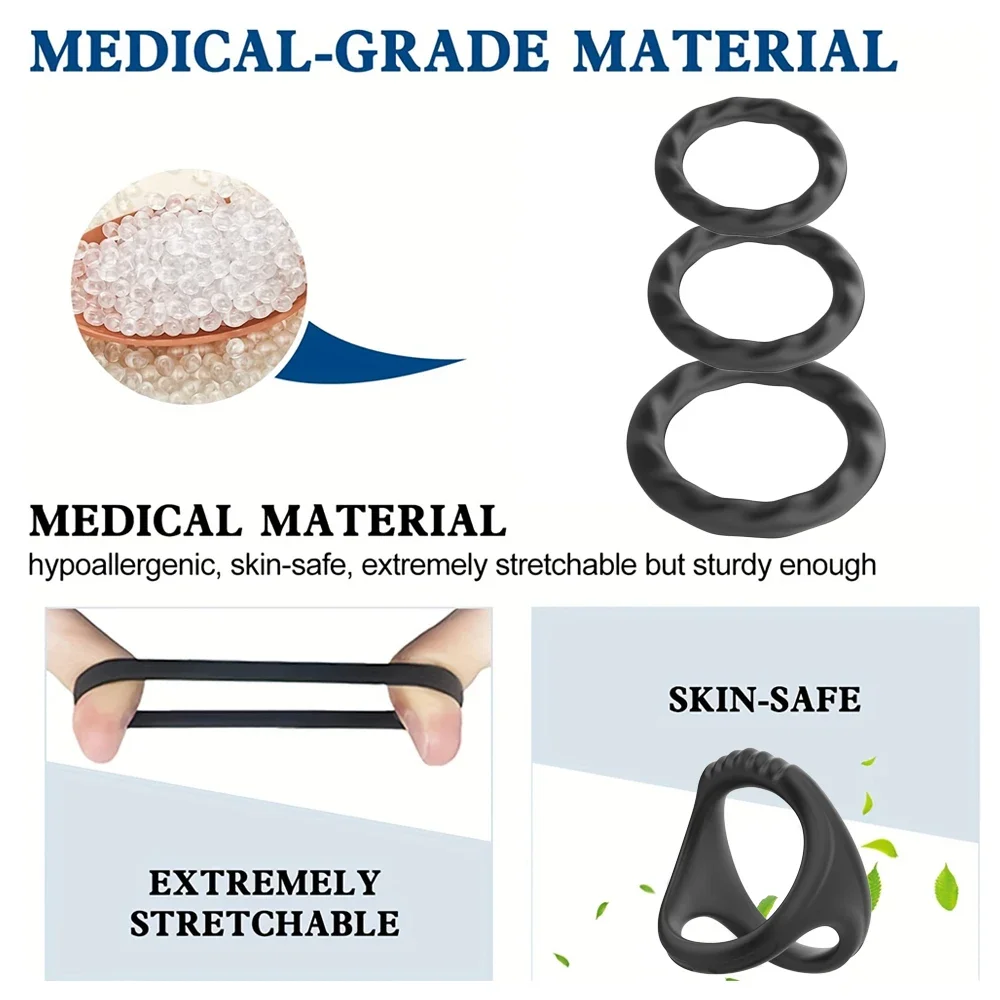 Penis Ring Silicone Ejaculation Delay Cock Rings Dick Erection Cockring Male Chastity Adult Sex Toys For Men Lock Sperm Trainer
