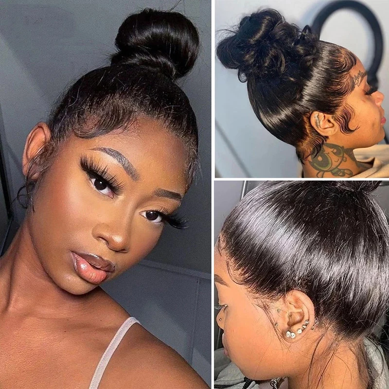 360 Full Lace Frontal Closure Straight Brazilian Virgin Human Hair Pre-Plucked 10-22 Inch Swiss Transparent Lace Natural Color