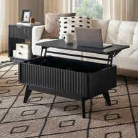 Brooklyn Lift Top Coffee Table for Living Room, Mid Century, Modern Farmhouse with Lifting Tabletop & Hidden Storage, Fluted Pa 1