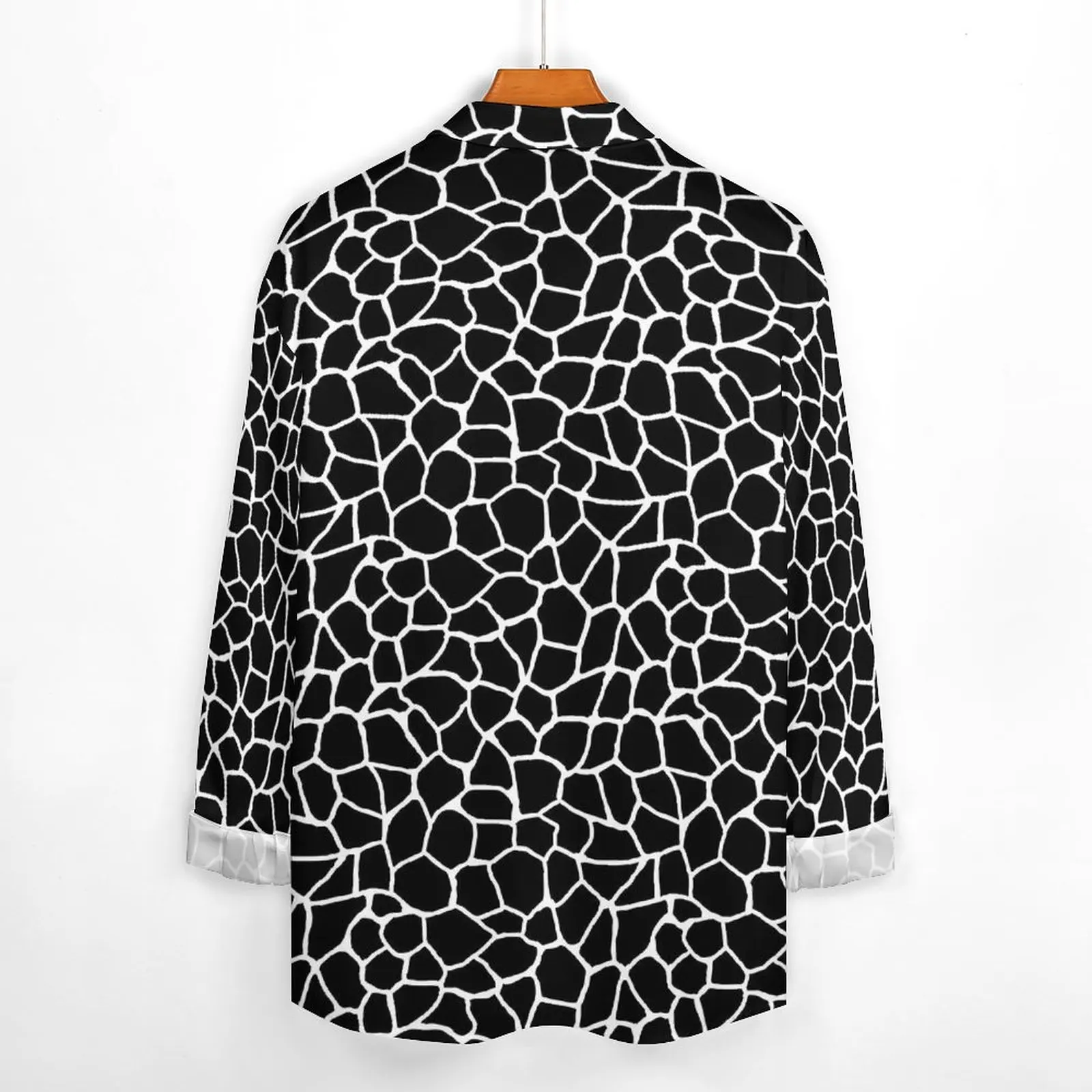 Giraffe Print Animal Shirt Autumn Black and White Casual Shirts