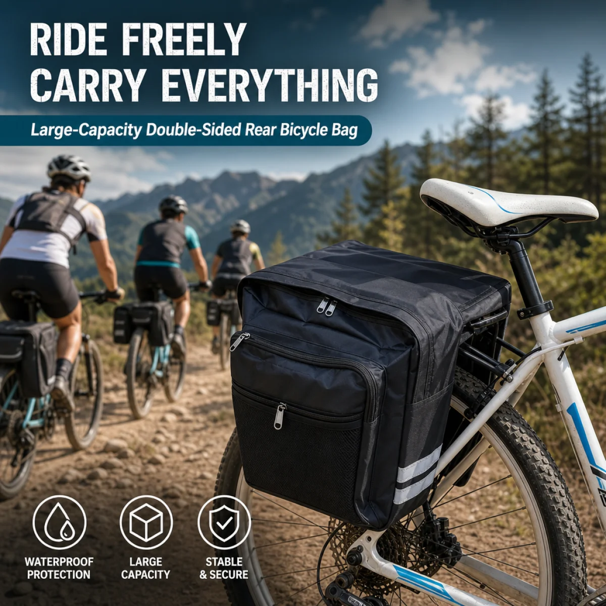 Rear bike bags, mountain bike frames, mountain bikes, waterproof rear travel bags, storage accessories—travel essentials with pl