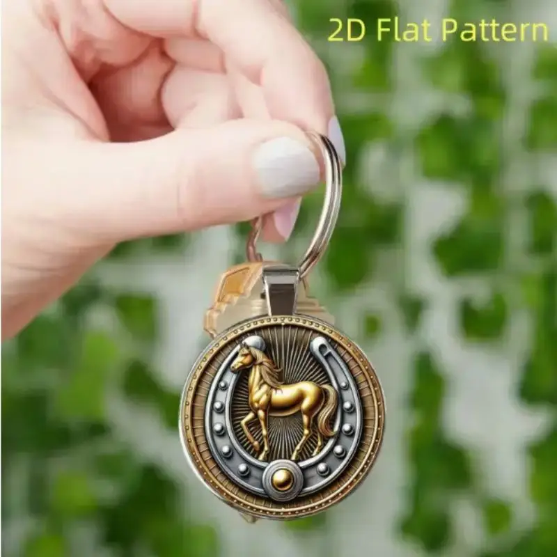 1Pcs Hufeisen Und Pferd Anhänger Mit Schlüsselring Metall Retro Pferd Glück Schlüsselbund Charme Für Männer Frauen Schmuck Geschenk – Detail 2