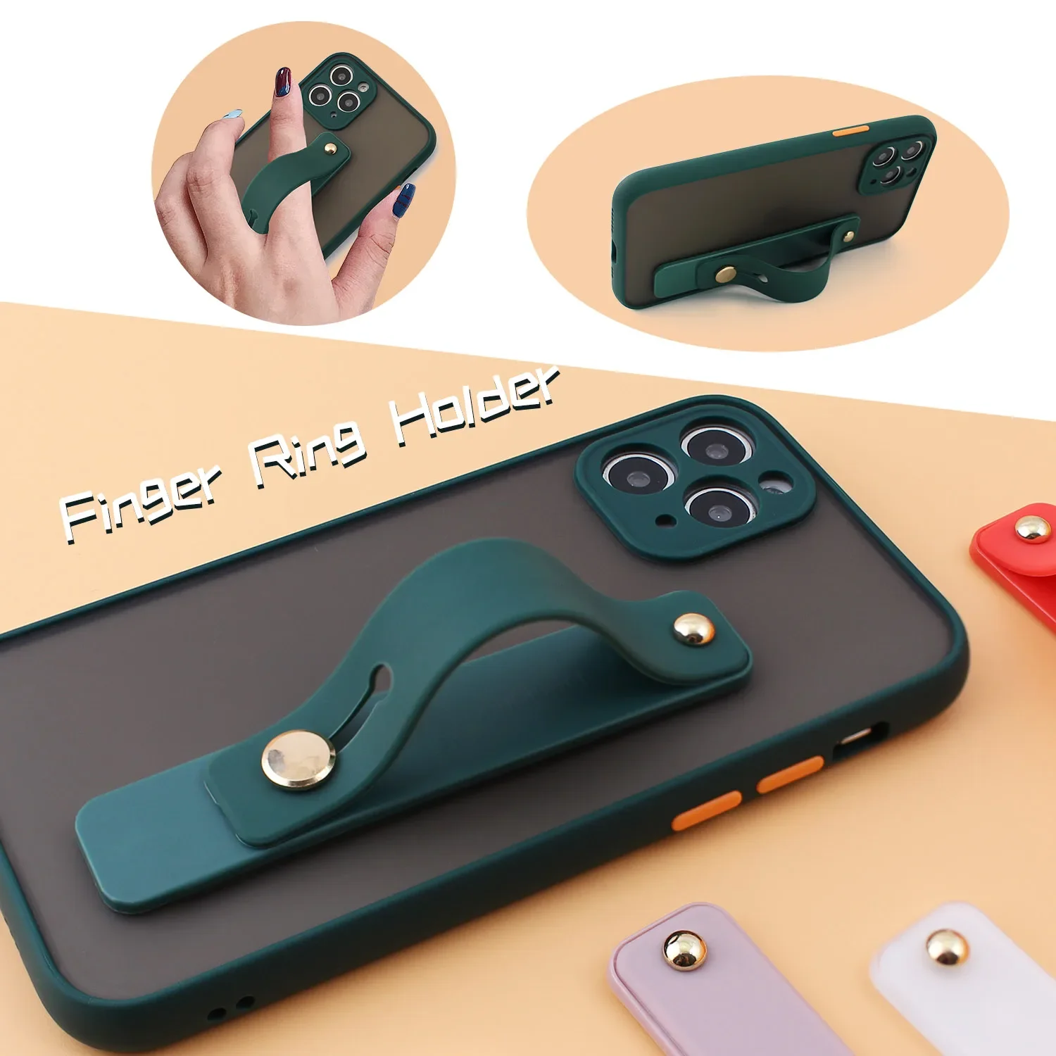 전화 스트랩 그립 홀더 손가락 휴대 전화 그립 텔레스코픽 전화 손가락 스트랩 스탠드 대부분의 전화에 대한 범용 손가락 킥 스탠드