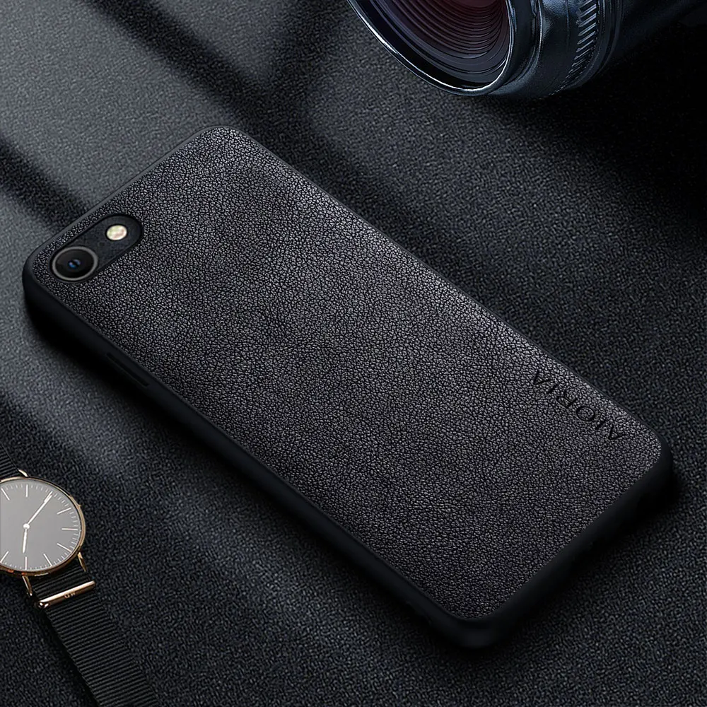 Luxury PU Leather Phone Case - Retro Business Style Solid Color Cover