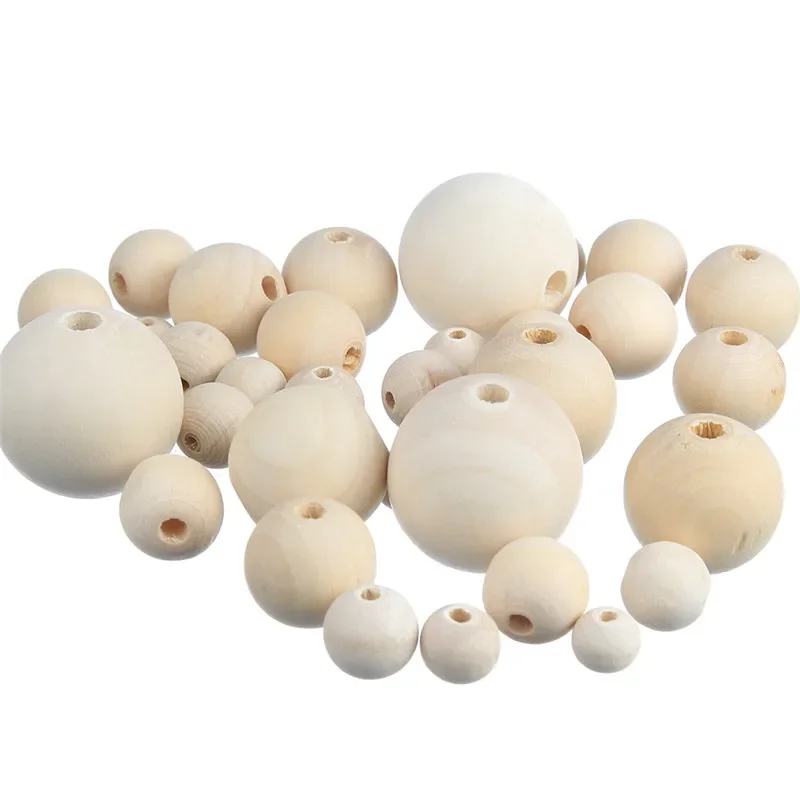 Wood beads 50pcs 10-20mm Original Natural Loose Bead Accessories For Beaded Bracelet Making DIY