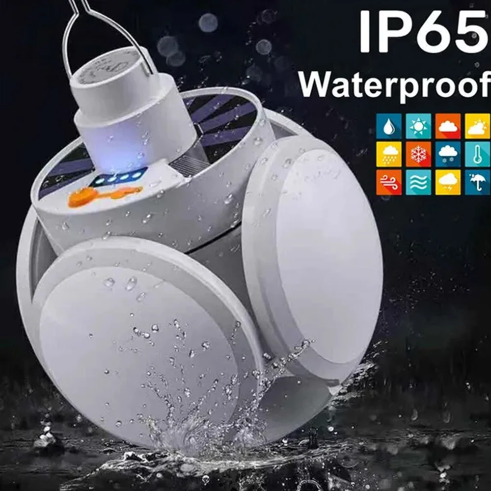Solar Outdoor Folding Light Portable USB Rechargeable Football Lamp LED Search Lights Camping Household Emergency lighting lamp