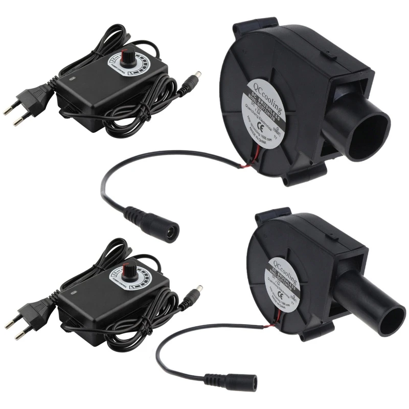 

EU Plug Cooking Blower BBQ Fan Adjustable Speed 100V 240V Adapter for Wood Stove Starter High Air Volume Fans 4500R