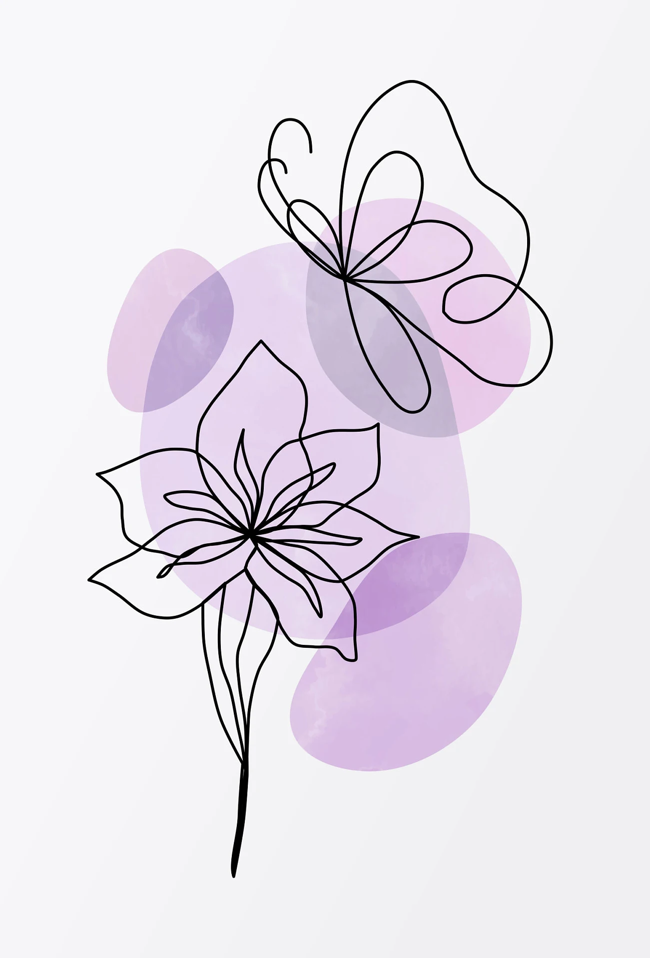 Lilac Floral Pastel Abstract Canvas Art Print
