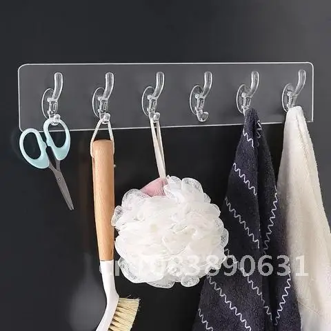 

Traceless Transparent Row Hooks Powerful Sticky Hooks Wall-Mounted Room Organizers Storage Hook Bathroom Towel Holder Storage