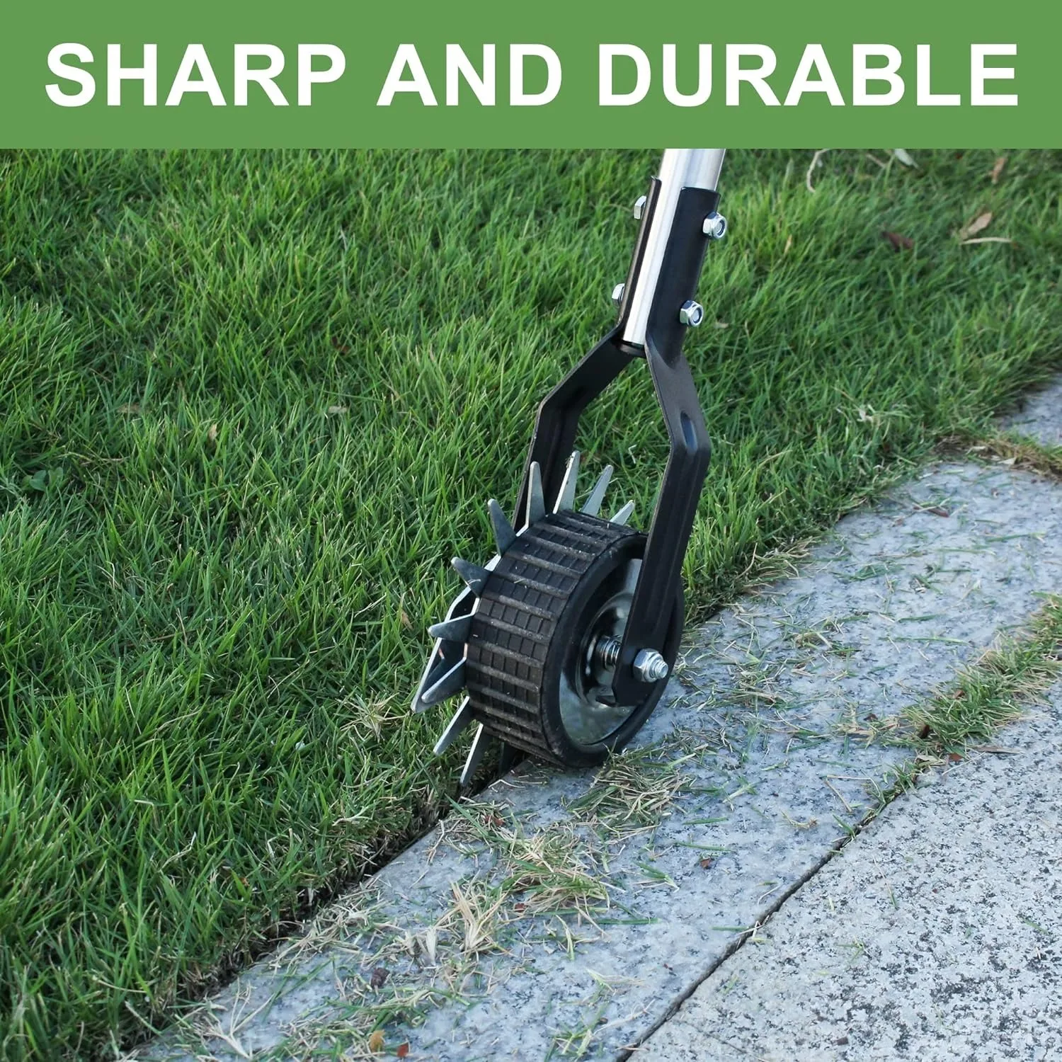 Lawn Edger Tool Manual Grass Edger Cordless Rotary Shear,Wheel Rotary Edger for Sidewalk,Cable Burying Garden Landscaping 4