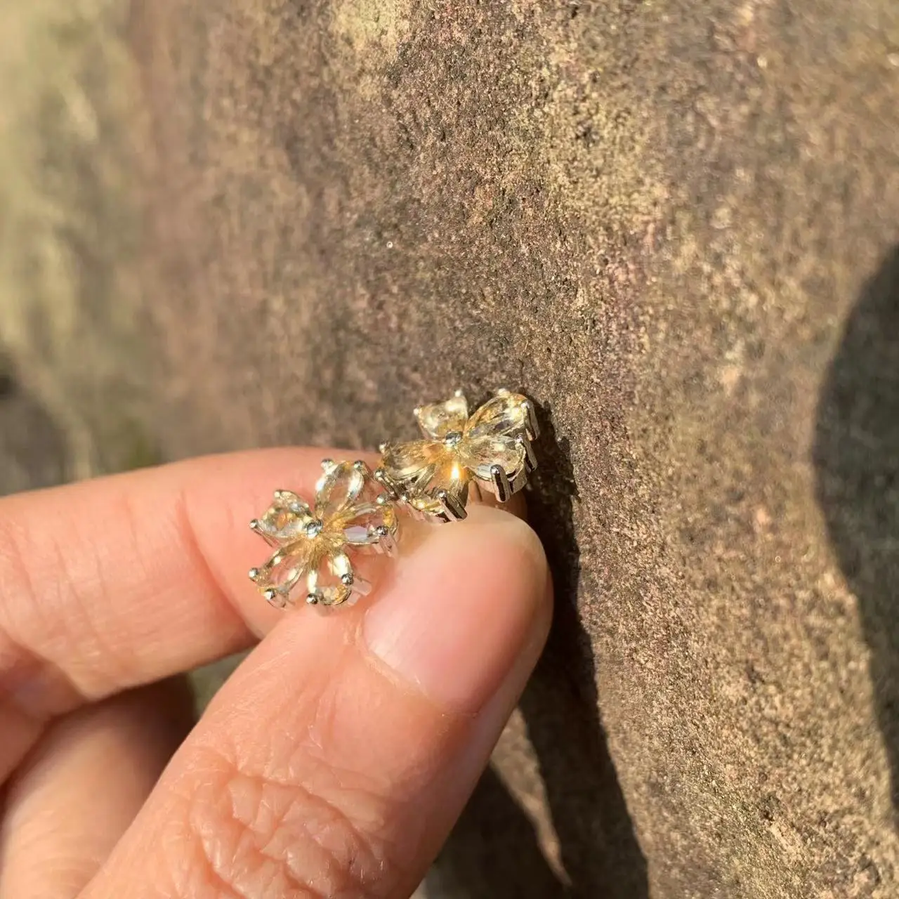 Natural Citrine 925 Sterling Silver Stud Earrings For Women Jewelry Gift Simple Peridot Jewelry Green