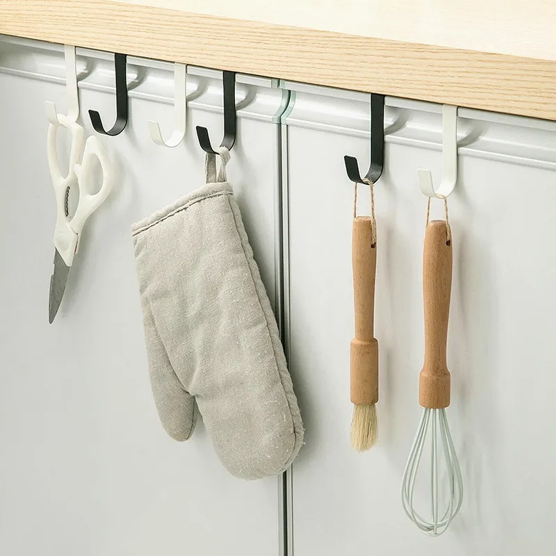 Description Picture 2 of itemMetal Hooks Kitchen Cabinet Door Back Hook Bathroom Hanging Rack Clothes Coat Hat Towel Hanger Storage Hook Office Accessories