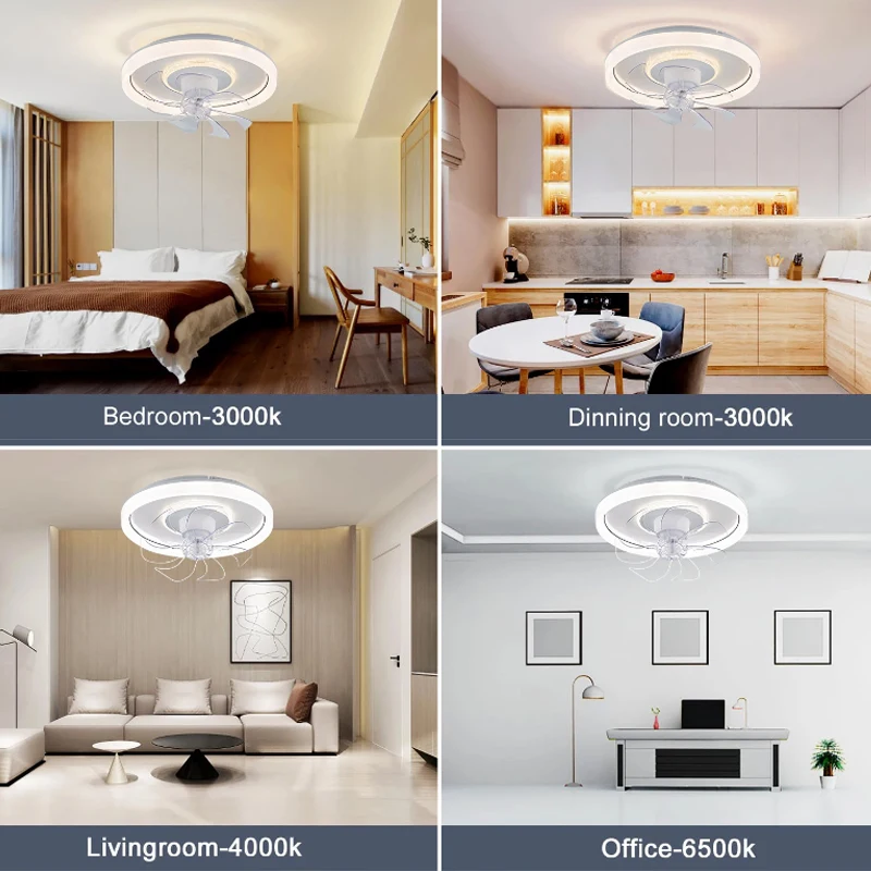 LED Modern Ceiling Fan Light 360&deg; Rotation Function Light Remote Unlimited Adjustment Bedroom Decorative Lighting