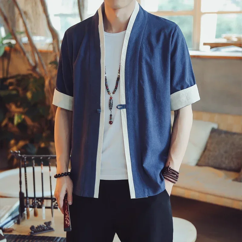 Hanfu Shirt Gown Men Japanese Kimono Robe Haori Blouse Chinese Style Crane Embroidered Tang Suit Casual Cardigan Streetwear Coat japanese kimono japanese kimono cardigan japanese kimono shirt men chinese shirt