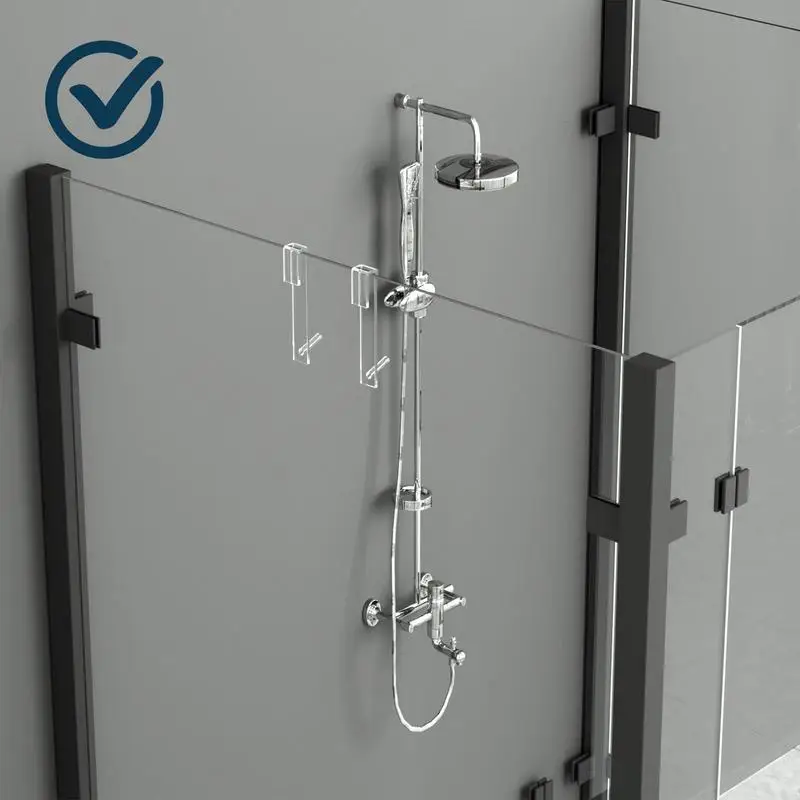 1pcs Bathroom Shower Door Hook Over Glass Door Shower Towel Rack Transparent Acrylic Drilling Free Towel Holder Hanger 4