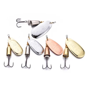 1pcs Rotating Spinner Metal Lure 4g 6g 8g 10g 16g 19g Brass Hard Artificial Spoon Bait Treble Hook Fishing Tackle For Pike