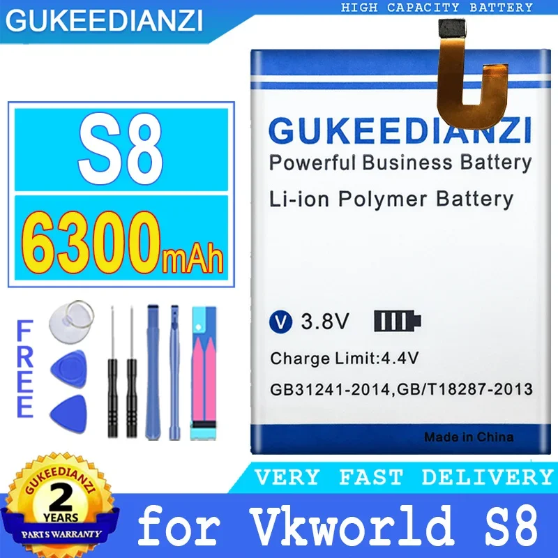 

6300mAh GUKEEDIANZI Replacement Battery S 8 for Vkworld S8 MTK6750T Big Power Bateria Baterij