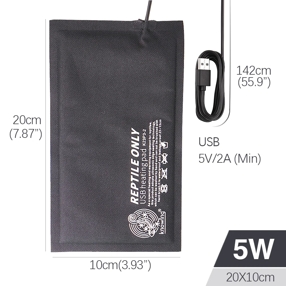 4W/7W/9W USB 히팅 패드 파충류 히팅 매트 10x20cm 13x23cm 18x28cm 탄소 섬유 테라리움 클라이밍 펫 히팅 웜 패드
