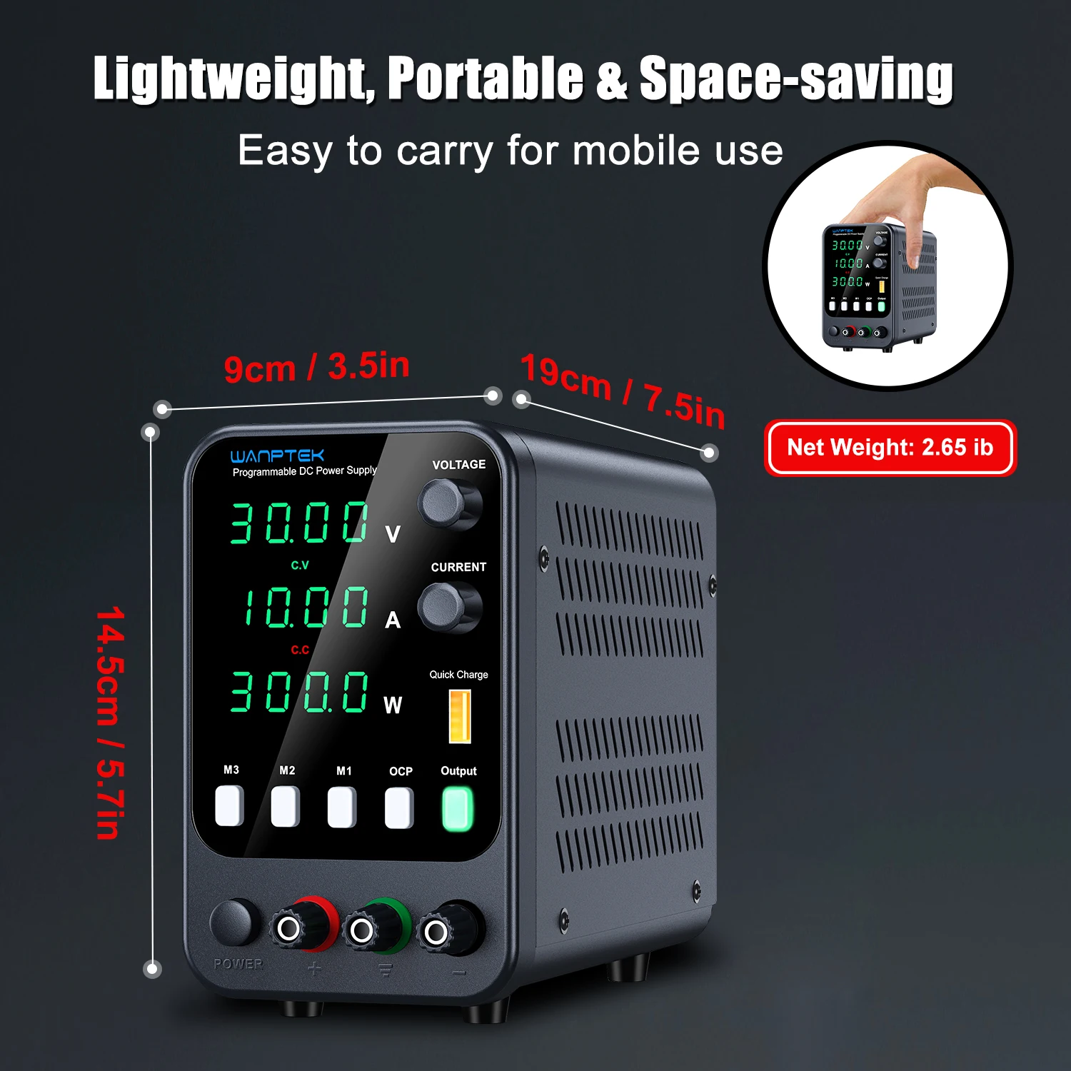 DC-Netzteil 30V 10A Einstellbares Labornetzteil mit USB/Type-C Schnellladung Schaltnetzteil AC220V/110V – Detail 13