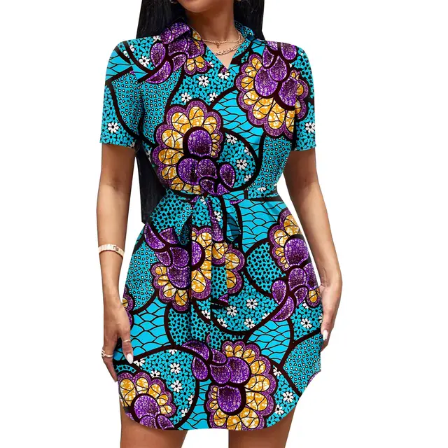 Amaka Short Sleeve Ankara Dress