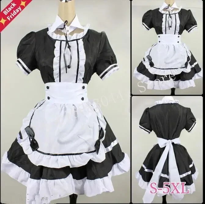 

2022 черное милое платье горничной в стиле "Лолита", платье французской горничной для девушек, Женский костюм для косплея из искусственной кожи, сценические костюмы, женские размеры