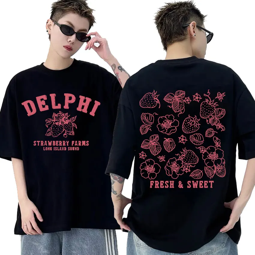 Delphi Strawberry Farms Long Island Sound T-Shirt Bradley Jackson Vintage Estetica T-Shirt Uomo Donna Accogliente Cotone Oversize Tees