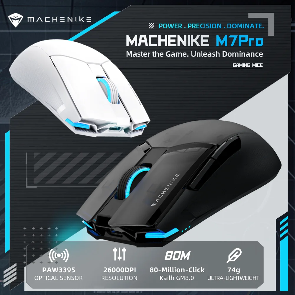 Machenike M7 Pro Gaming Mouse USB Wired 2.4GHz Wireless Mouse PAW3395 26000DPI 7 Buttons 74g RGB For Laptop PC Mouse Gamer images - 6