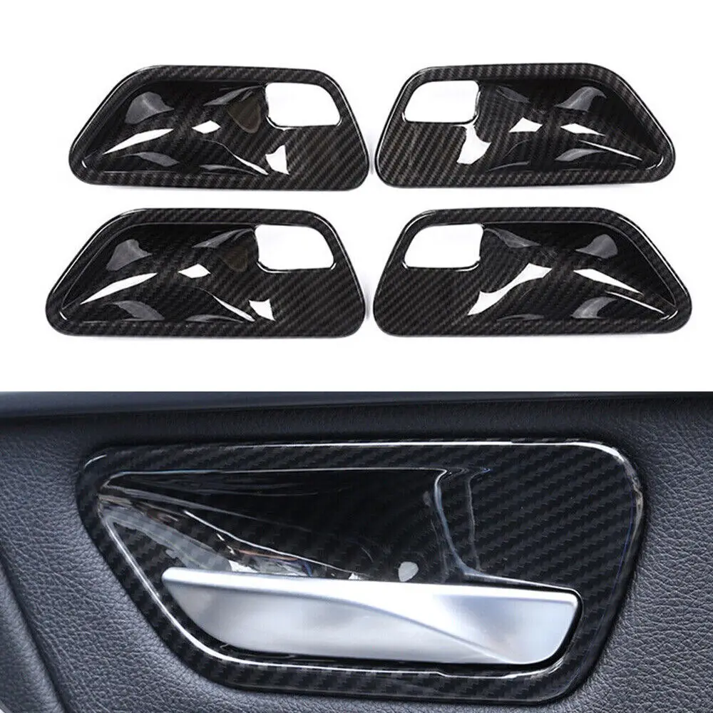 

4 шт., крышка для внутренней дверной ручки из углеродного волокна, подходит для BMW 3 серии F30 F32 2012-2018