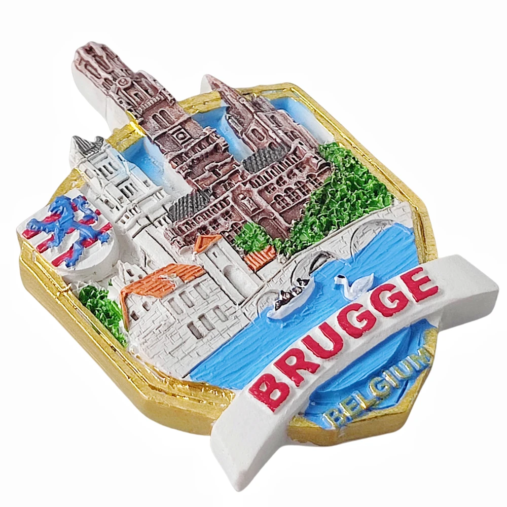 3D Bruges Belgium Fridge Magnet Gift Souvenir Resin Refrigerator Magnetic Sticker Collection Home Decoration