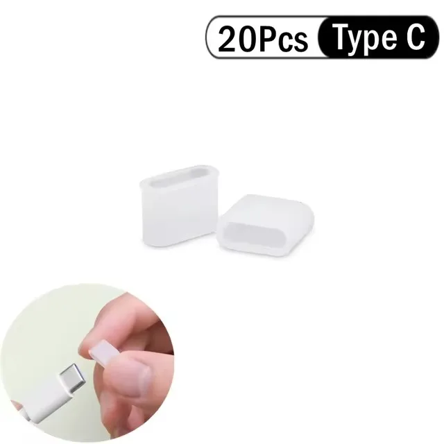 Transparent Type-C Charging Port Dustproof Protector with Anti-Loss Rope