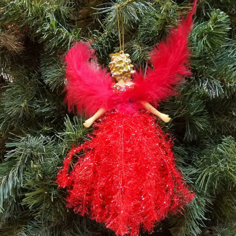 Christmas Angel Doll Pendant Cute Plush Angel With Wings Xmas Tree Hanging Decoration For Home Ornaments Noel Girl New Year Gift