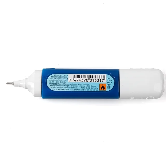 Pentel Correcteur Liquide Pointe Fine - Lot De 2 - 12ml - Séchage Rapide, Blancheur Optimale