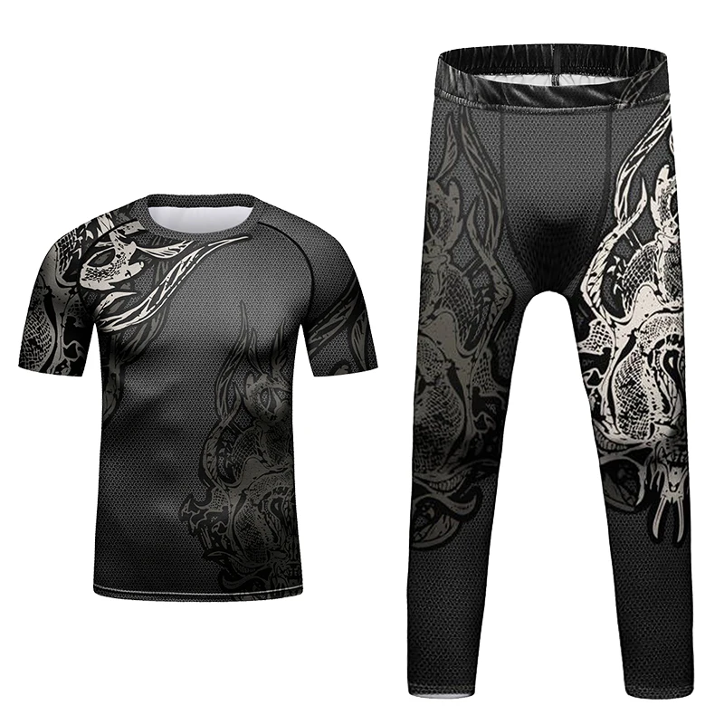 Children’S Bodybuilding Rashgaurd Outfits CodyLundin MMA Brazilian Grappling No Gi Jiu Jitsu Tees+Shorts Muay Thai Rashguard Set 4