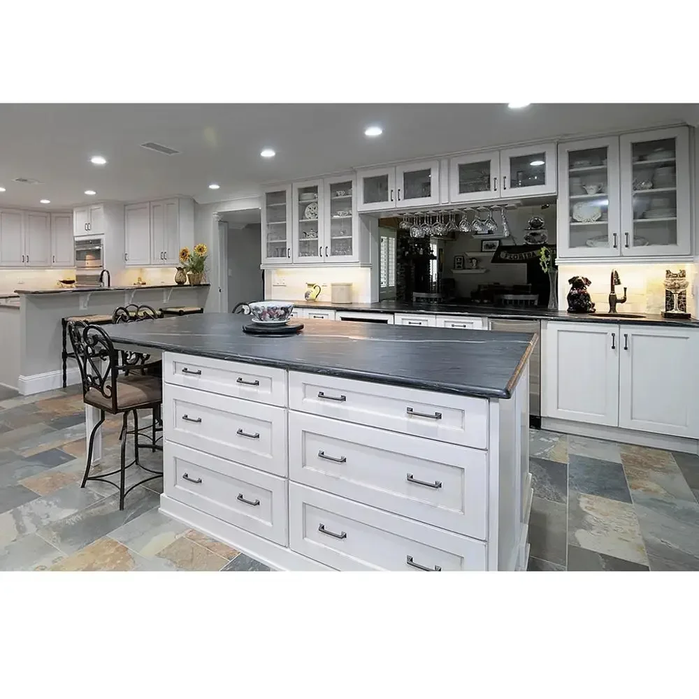 Modern Home Furniture Solid Cherry Wood White Kitchen storage cabinet set