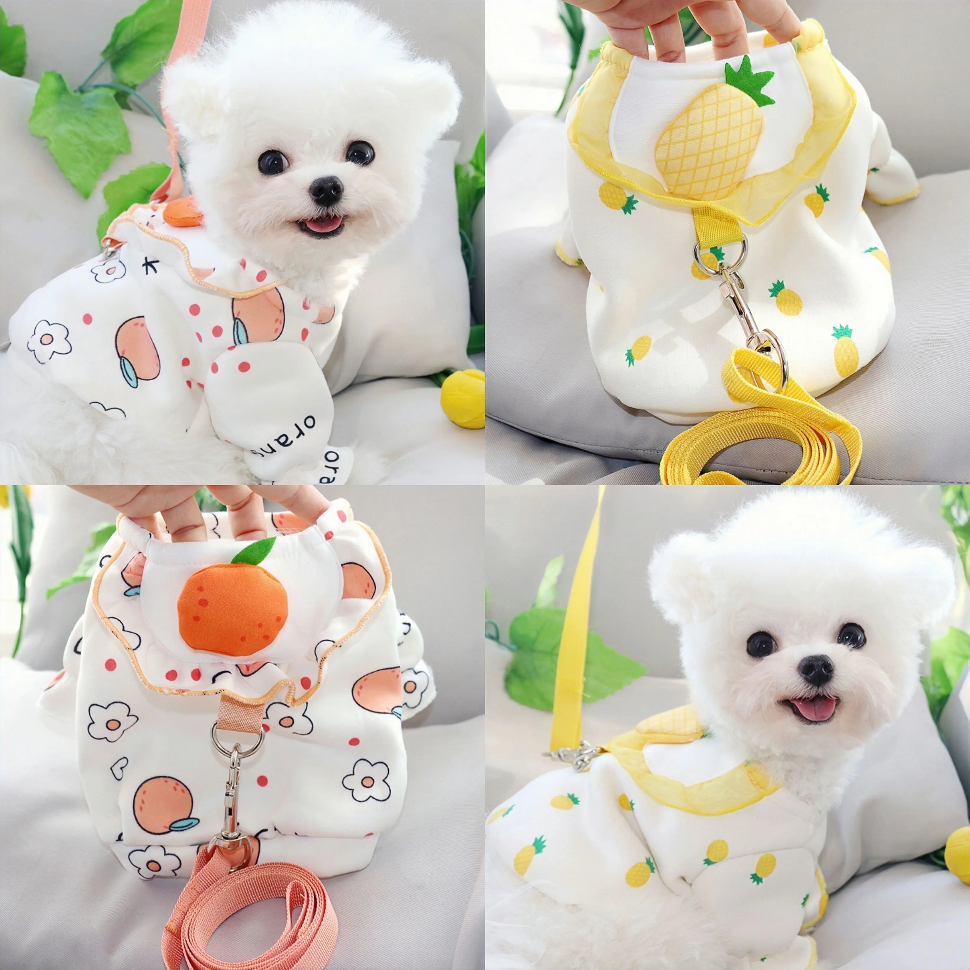 

Pet Traction Suit Autumn Winter Medium Small Dog Clothes Cute Vest Kawaii Pattern Kitten Puppy Traction Rope Sweet Vest Poodle