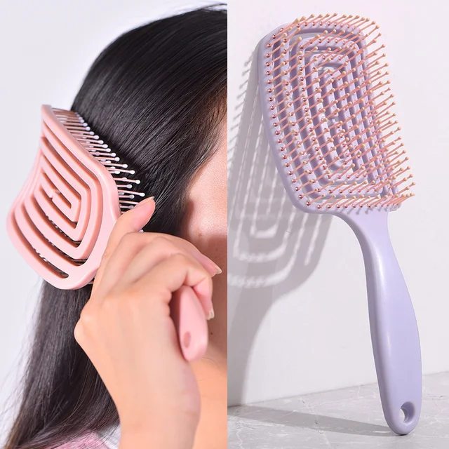 1Pcs Elastische Massage Kamm Aushöhlen Haar Pinsel Kopfhaut Massage Kämme Haar Styling Detangler Schnelle Föhnen Entwirren Werkzeug