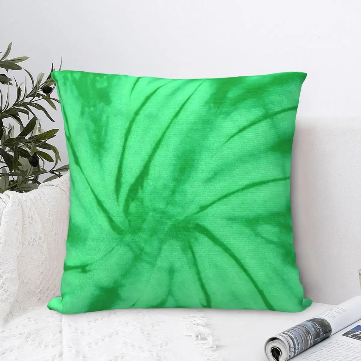 

Green Tie Dye Pillow Cover Spiral Swirl Novelty Pillow Case Soft Graphic Cushion Cover Pillowcases For Wedding Party Home Decor