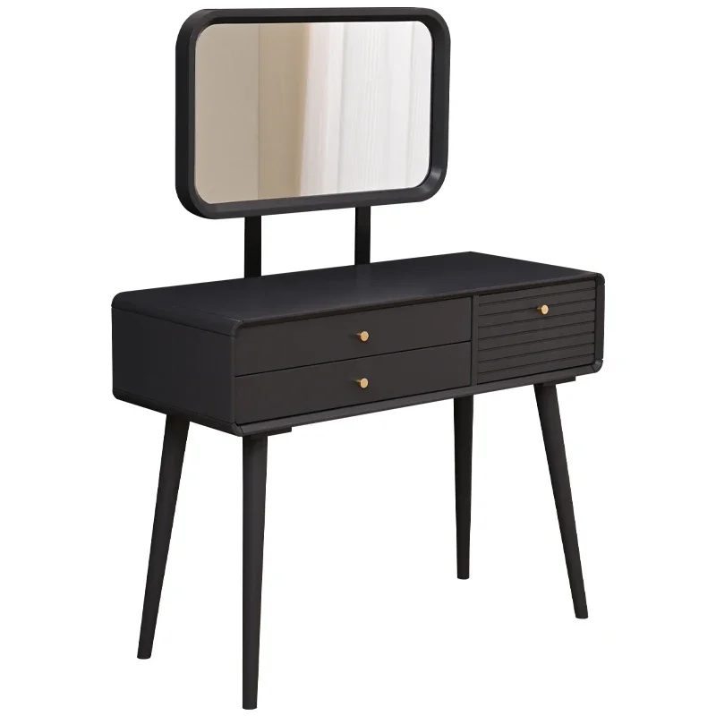 

Yy Solid Wood Small Apartment Makeup Table Modern Household Bedroom with Mirror Dresser