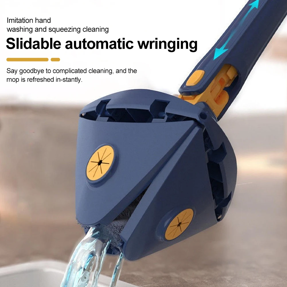 Triangle Mop 360-Degree Adjustable Window Cleaning Mop Microfiber 1.3m Handle Self-Wringing Glass Wiper Wall Window Cleaning Kit
