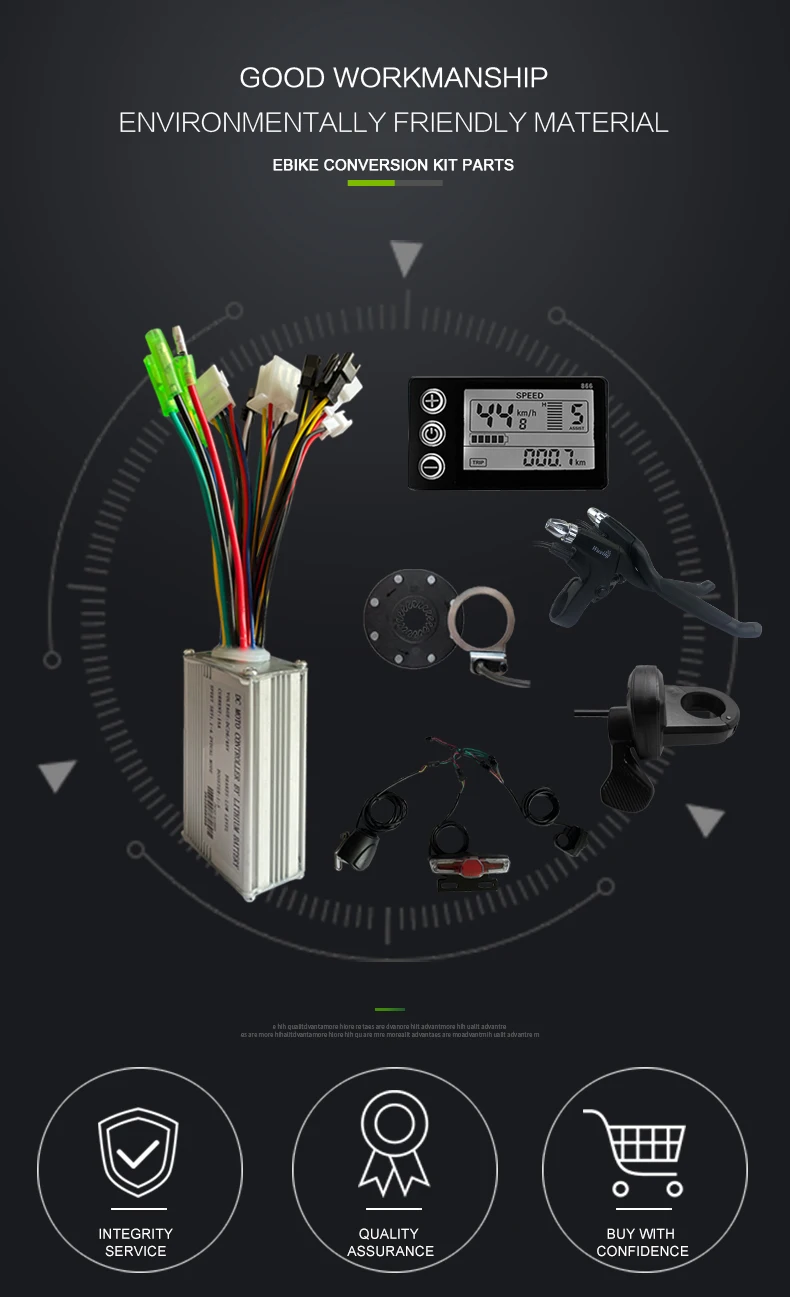 Elektrische Fietscontrollerkit, 36V 48V Elektrische Fietssnelheidsregelaarkit 15A Gemeenschappelijke Controller met OMT M3 Paneel Duimgas voor 250W 350W Motor