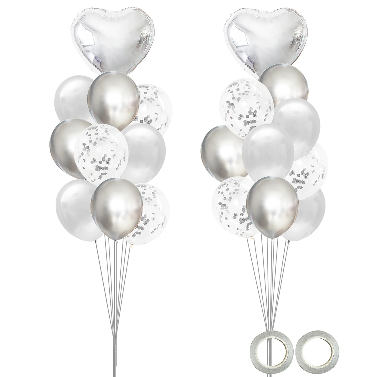 Herbst-Luftballons Set - 62 Stück Metallisch Orange/weiß Mit Konfetti Für Partys