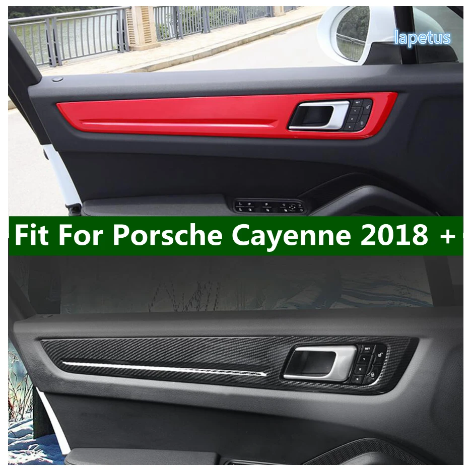 

Inner Door Armrest Handle Decor Strips Panel Cover Trim For Porsche Cayenne 2018 - 2023 Red / Carbon Fiber Interior Accessories