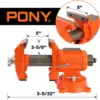 Heavy Duty Bench Vise 5-inch Jaw Width 5-inch Jaw Opening 360-Degree Swivel Base with Anvil Utility Combination Pipe Home Vise 3