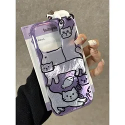 Purple Line Lazy Cat Cartoon Phone Case with Dazzle Lustre Finish for Poco M6 Plus 5G (1)