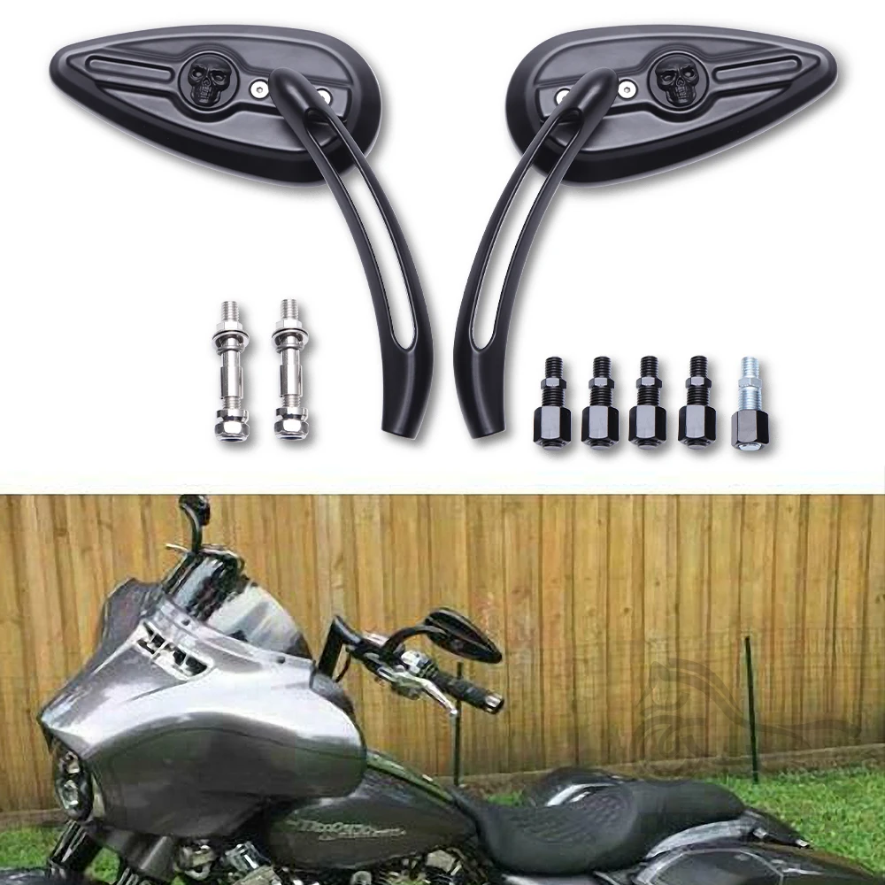 Harley Davidson スカル・ティアドロップミラー : ハーレー