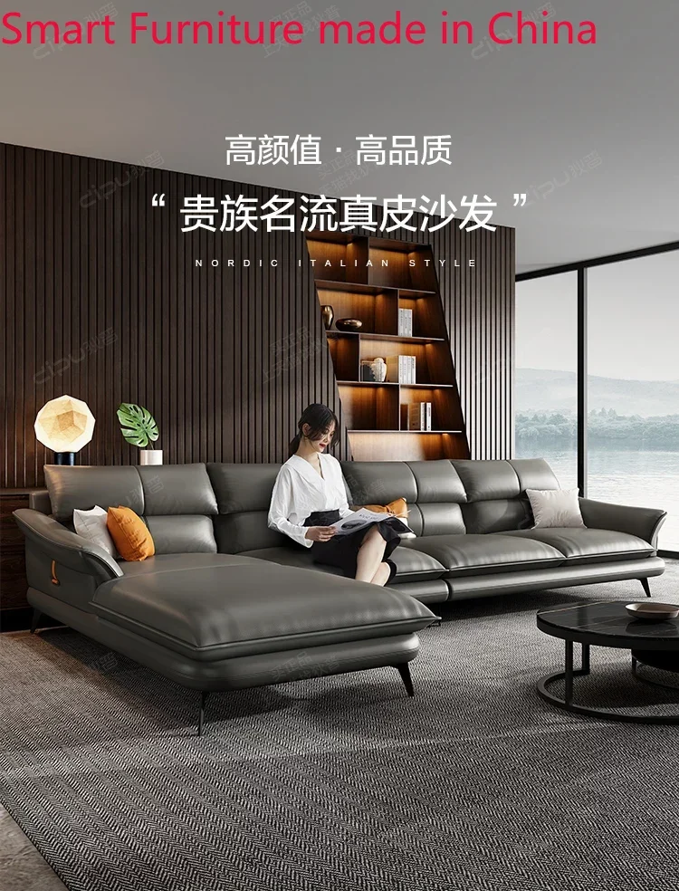 Divano In Pelle Italiano Estremamente Semplice Strato Di Testa In Pelle Bovina Semplice E Moderno Soggiorno Divano In Pelle Nordica Mobili