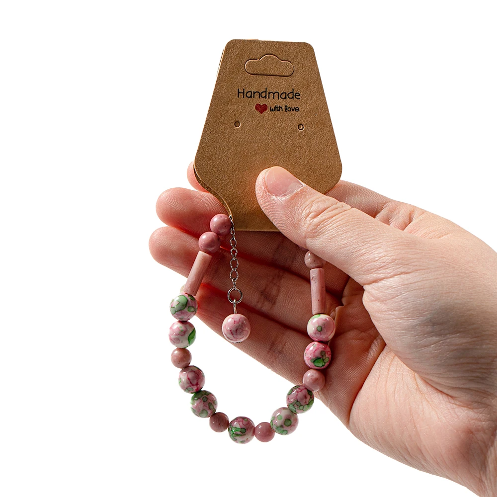 50 Stück braunes Papier-Ohrring-Halter, Display-Karten, Anhänger für Armband, Halskette, Halsband, Schmuck, Verpackung, Verkauf, zum Aufhängen im Einzelhandel – Detail 5