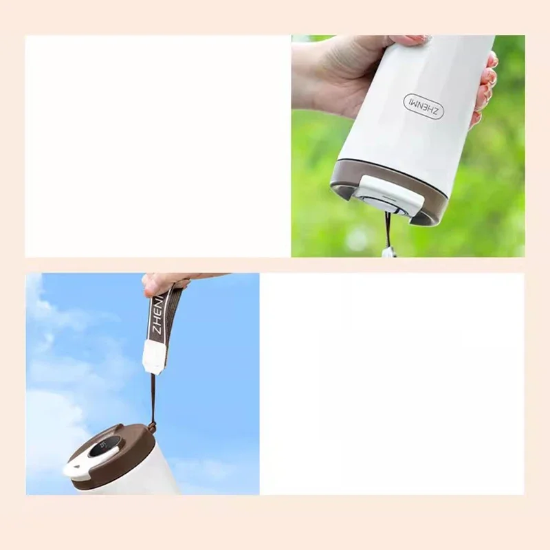 USB 100℃ Boiling Water Thermostatic Electric Heating Bottle Intelligent Display 12V 24V 5V Type-C Car Travel Outdoor Warmer Cup