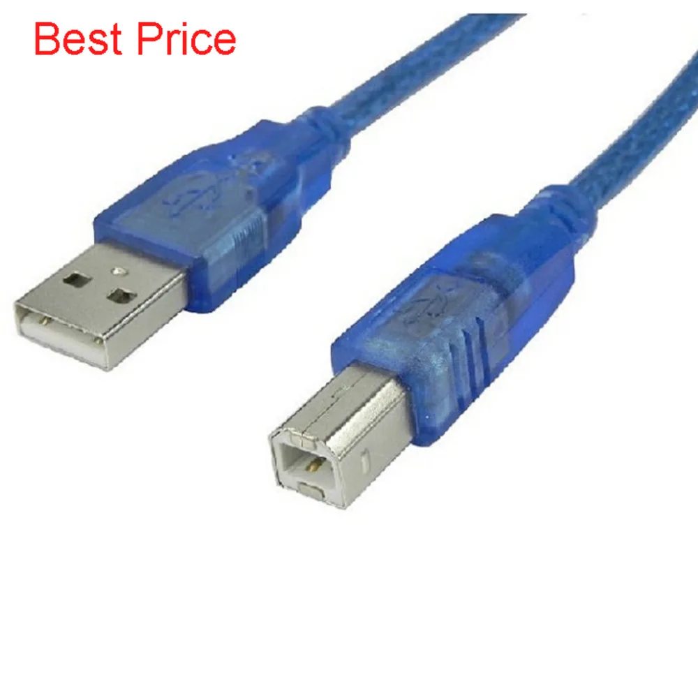 투명 블루 고품질 1.5m USB 고속 2.0 인쇄 라인 테이프, 마그네틱 링 차폐 브레이드 메쉬 데이터 케이블, 40 개