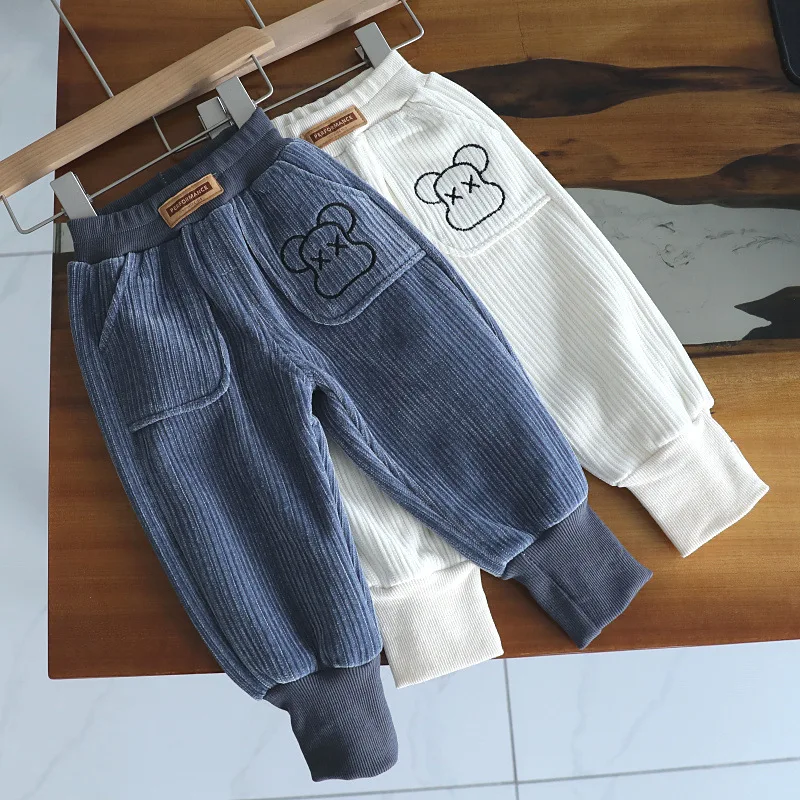 Autumn and Winter Baby's New Pants Boys and Girls' Plush Casual Pants Children's Warm Thickened